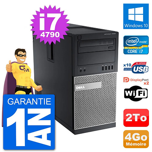 PC Tour Dell 9020 Intel Core i7-4790 RAM 4Go Disque Dur 2To Windows 10 Wifi · Occasion