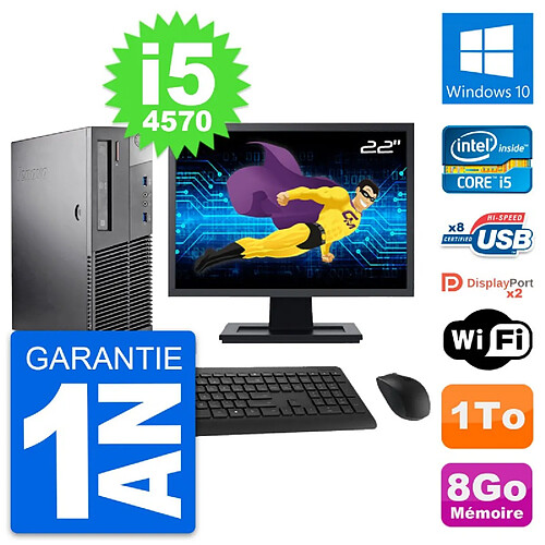 PC Lenovo M93p SFF Ecran 22" Intel i5-4570 RAM 8Go Disque 1To Windows 10 Wifi · Occasion