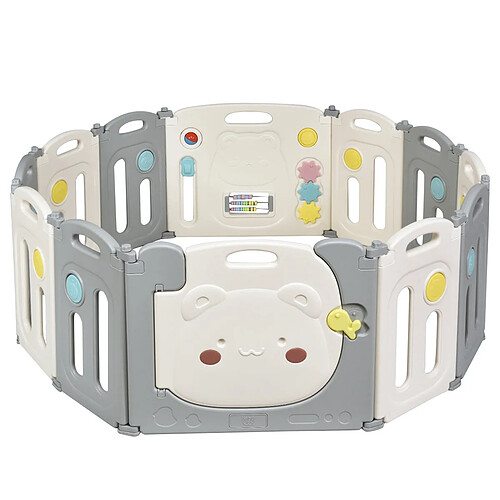 Decoshop26 Parc d’activités pliable pour bébé avec barrière de sécurité et sac de rangement 20_0000926