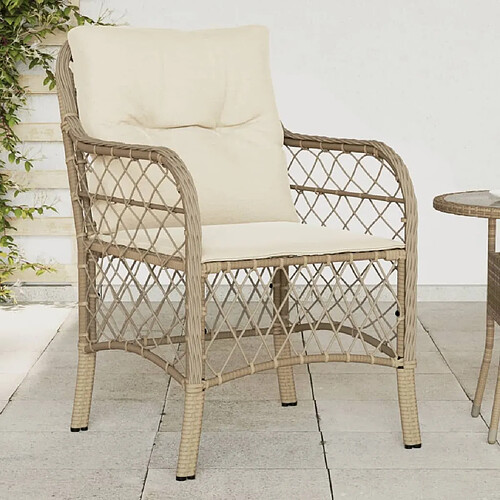 vidaXL Chaises de jardin avec coussins lot de 2 beige résine tressée