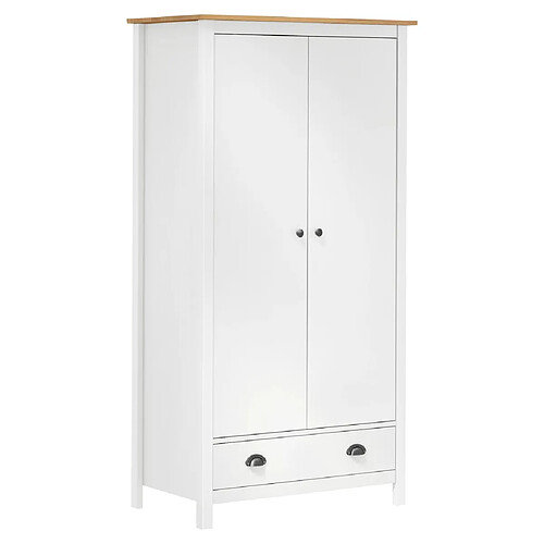 vidaXL Garde-robe à 2 portes Hill Blanc 89x50x170cm Bois de pin solide