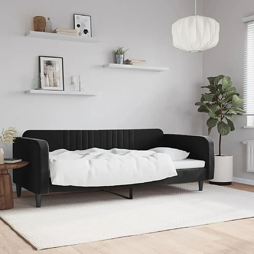 vidaXL Lit de repos sans matelas noir 100x200 cm velours