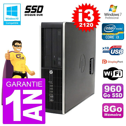 PC HP 6200 SFF Intel i3-2120 RAM 8Go SSD 960Go Graveur DVD Wifi W7 · Occasion