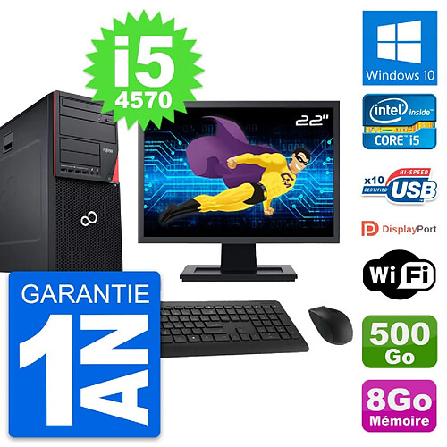 PC Tour Fujitsu P720 Ecran 22" Core i5-4570 RAM 8Go Disque 500Go Windows 10 Wifi · Occasion