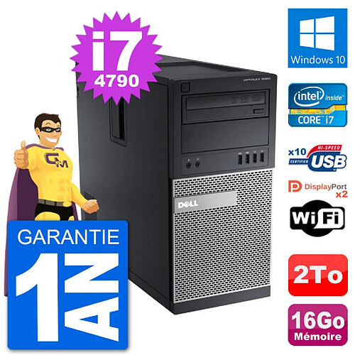 PC Tour Dell 9020 Intel Core i7-4790 RAM 16Go Disque Dur 2To Windows 10 Wifi · Occasion