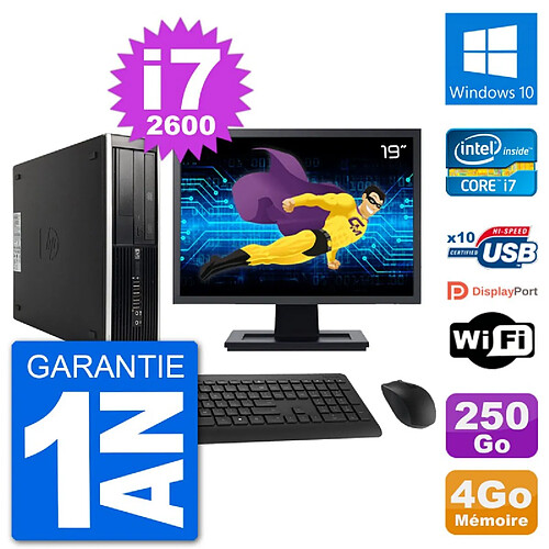 PC HP Compaq 6200 Pro SFF Ecran 19" i7-2600 RAM 4Go Disque 250Go Windows 10 Wifi · Occasion