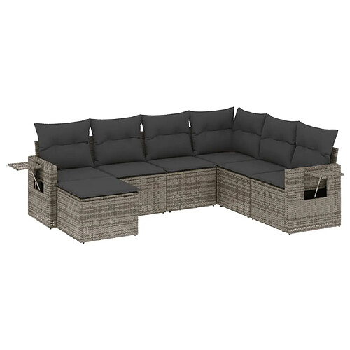 Maison Chic Salon de jardin avec coussins 7 pcs, Ensemble Tables et chaises de jardin, gris résine tressée -GKD701101