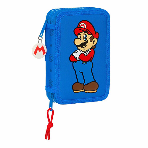 Plumier double Super Mario Play Bleu Rouge 12.5 x 19.5 x 4 cm (28 Pièces)