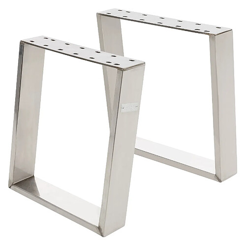 ML DESIGN MODERN LIVING Set 2x pieds de table 80 degrés châssis de table style industriel argent 43 cm