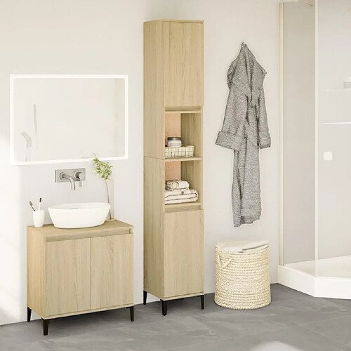 vidaXL Armoire salle de bain chêne sonoma 30x30x190 cm