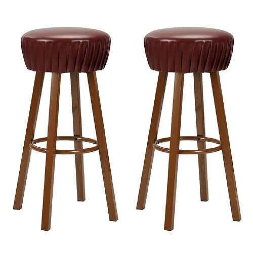 Helloshop26 Lot de deux tabourets de bar design chaise siège synthétique marron 1202068