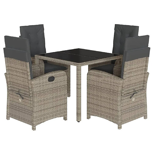 Maison Chic Ensemble à manger d'extérieur 5 pcs avec coussins,Salon de jardin gris résine tressée -GKD836853