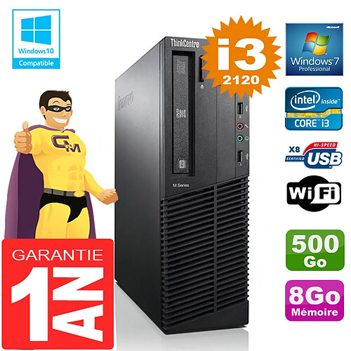 PC Lenovo M92p SFF Core I3-2120 Ram 8Go Disque 500 Go Graveur DVD Wifi W7 · Occasion