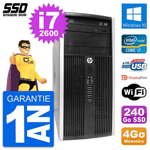 PC Tour HP Compaq Pro 6300 CMT Intel i7-2600 RAM 4Go SSD 240Go Windows 10 Wifi · Occasion