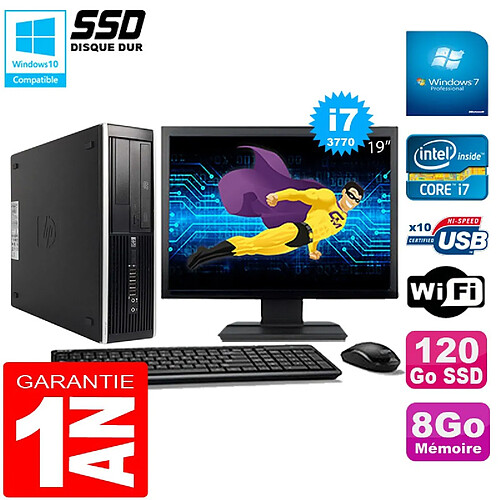 PC HP Compaq Pro 6300 SFF I7-3770 8Go 120Go SSD Graveur DVD Wifi W7 Ecran 19" · Occasion