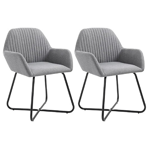 Decoshop26 Lot de 2 chaises de salle à manger cuisine design moderne tissu gris clair CDS020488