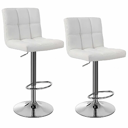 Songmics Lot de 2 Tabourets de Bar avec Dossier Blanc LJB64W