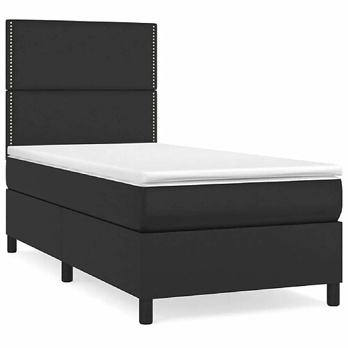 Maison Chic Structures de lit + matelas,Lit à sommier tapissier avec matelas Noir 100x200 cm Similicuir -MN55295