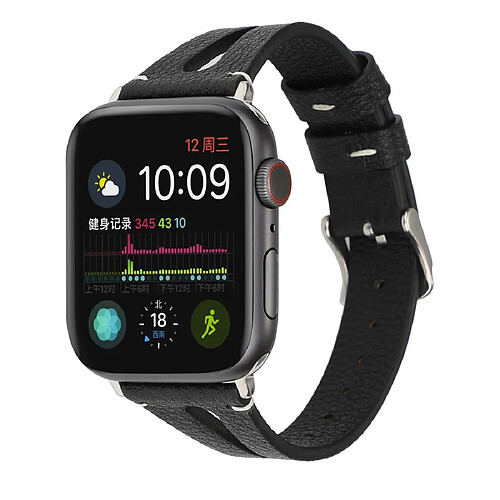 Wewoo Bracelet en cuir simple forme de V pour Apple Watch séries 5 et 4 44 mm / 3 et 2 et 1 42 mm Noir