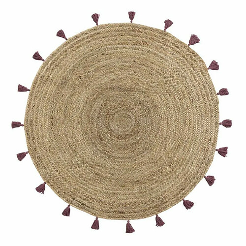 Paris Prix Tapis Déco Rond en Jute Shira 120cm Bordeaux