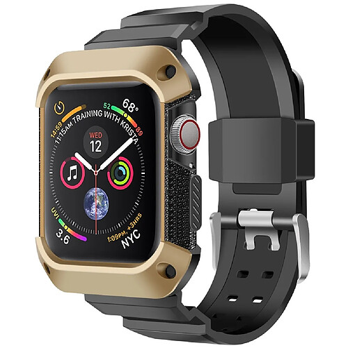 Wewoo Pour Apple Watch 5/4 Générations 44mm Bracelet de Galvanoplastie Intégré Universel Or + Noir