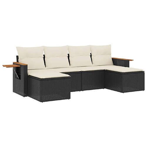 Maison Chic Ensemble Tables et chaises d'extérieur 6pcs avec coussins,Salon de jardin noir résine tressée -GKD949957