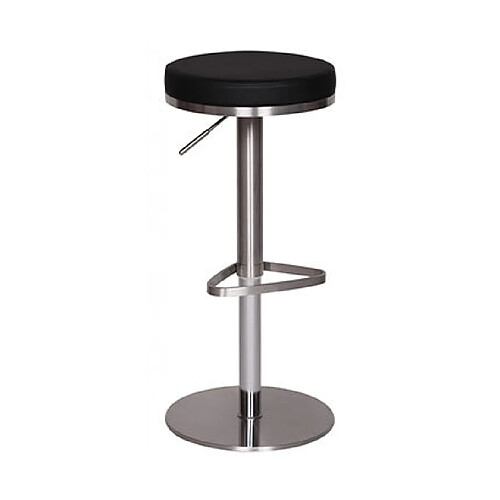 Mes Tabouret de bar rond réglable en hauteur 38x38x57/82 cm en PU noir