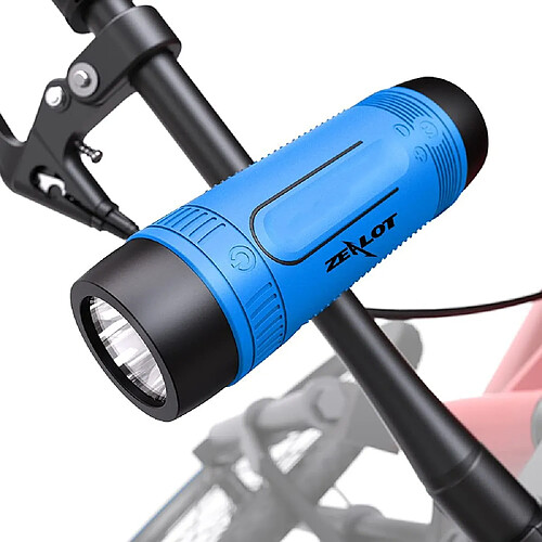 Chrono Enceinte Bluetooth avec Support vélo, Haut-Parleur Bluetooth Speaker wireless/4000mAh Powerbank/Lumière LED/Autonomie 27hrs Support AUX&SD, Très utile pour Lors balades à vélo en Solitaire,Bleu