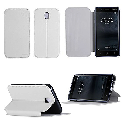 Etui luxe Nokia 5 4G blanc Slim Style Cuir avec stand - Housse coque de protection Nokia5 blanche smartphone 2017 / 2018 - Accessoires pochette XEPTIO case