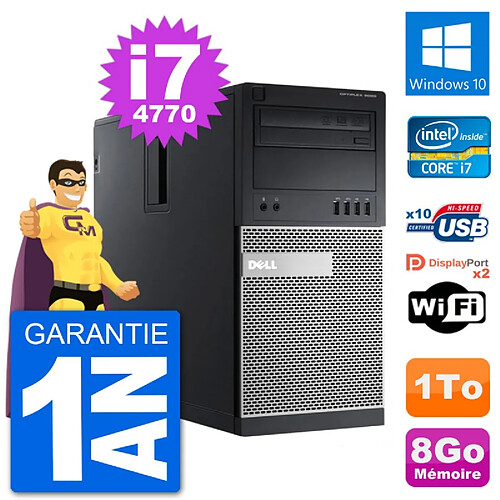 PC Tour Dell 9020 Intel Core i7-4770 RAM 8Go Disque Dur 1To Windows 10 Wifi · Occasion