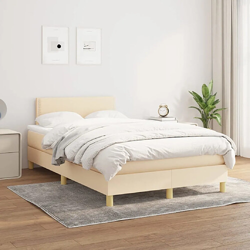 Maison Chic Lit Adulte - Lit simple Lit à sommier tapissier avec matelas moelleux - Meuble de Chambre - Crème 120x200 cm Tissu -MN60360