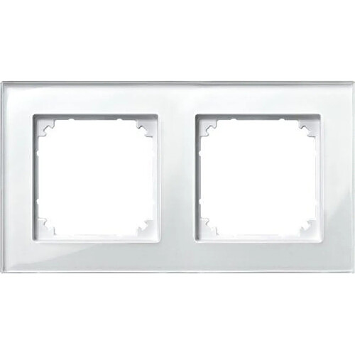 Merten 489219 M-PLAN Plaque de finition double Blanc brillant