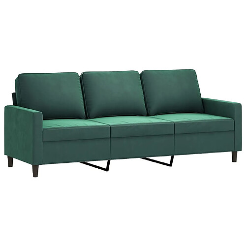 Maison Chic Canapé à 3 places,Canapé droit,Sofa de Salon,Banquette Vert foncé 180 cm Velours -GKD368150