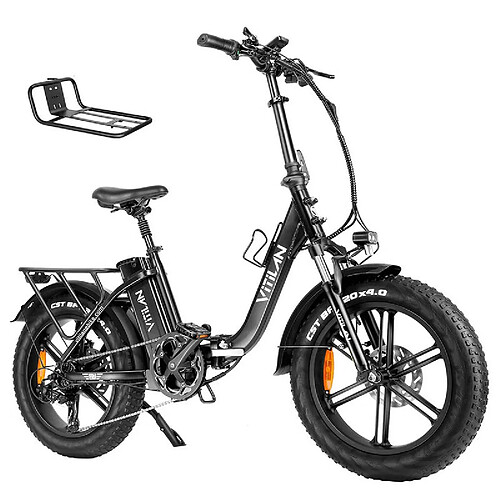 Vitilan U7 2.0 Vélo électrique pliable, gros pneu 20 * 4,0 pouces, 750 W, 48 V 20 Ah – Noir