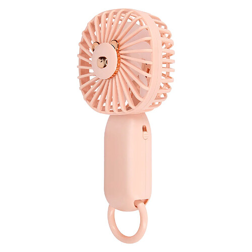 Avizar Mini Ventilateur de Poche Design Tête d'ours Mignon avec Accroche Rose Champagne