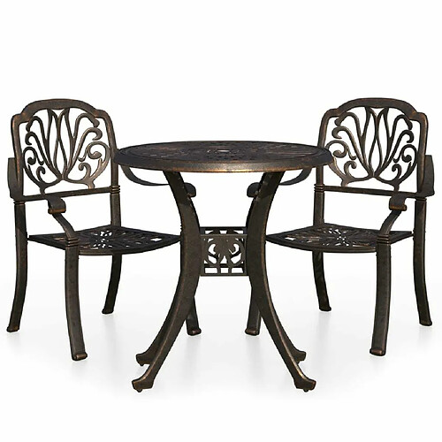 Maison Chic Table de bistro et chaises d'extérieur 3 pcs,Ensemble de bistro de jardin pour relax Aluminium coulé Bronze -GKD942600