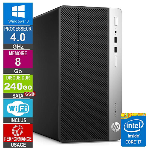 PC HP ProDesk 400 G4 MT i7-6700 4GHz 8Go/240Go SSD Wifi W10 · Reconditionné