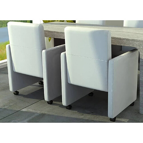 Maison Chic Lot de 2 Chaises à manger,Chaise pour cuisine,Solide Structure blanc similicuir -MN83221