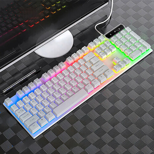 Universal (Blanc) pour PC, ordinateur portable, Xbox, USB, clavier de jeu mécanique filaire, clavier rétroéclairé LED RGB