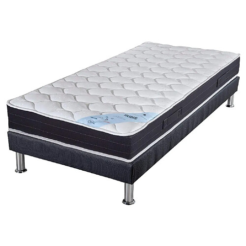 Ebac Matelas ressort + Sommier SR9 Deco 80x200 Rubis - Hauteur 21 cm - Soutien très ferme