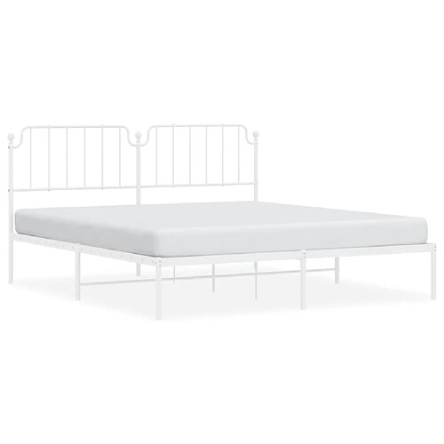 Maison Chic Cadre/structure de lit métal et tête de lit pour adulte - Lit Moderne Chambre blanc 183x213 cm -MN18378