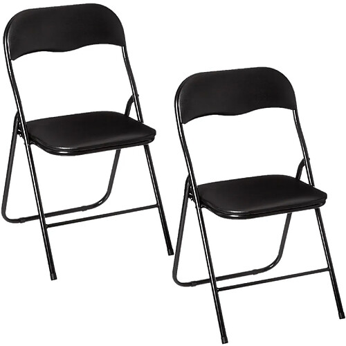 Toilinux Lot de 2 Chaises pliantes en PVC - Noir