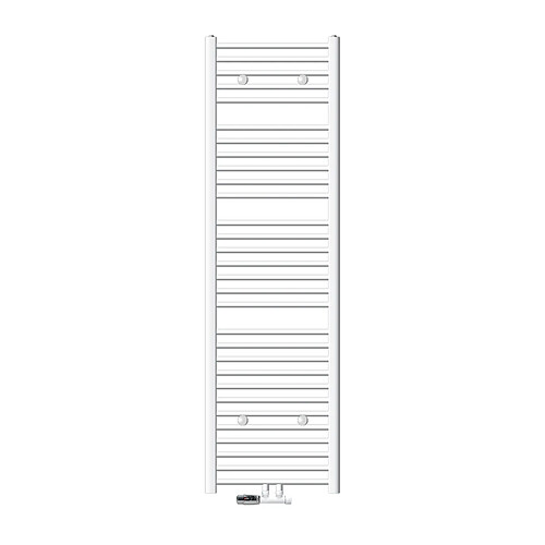 LuxeBath Radiateur de salle de bain Sahara 500x1800 mm, blanc, droit avec raccord central y compris garniture de raccordement avec thermostat forme d'angle raccord mural