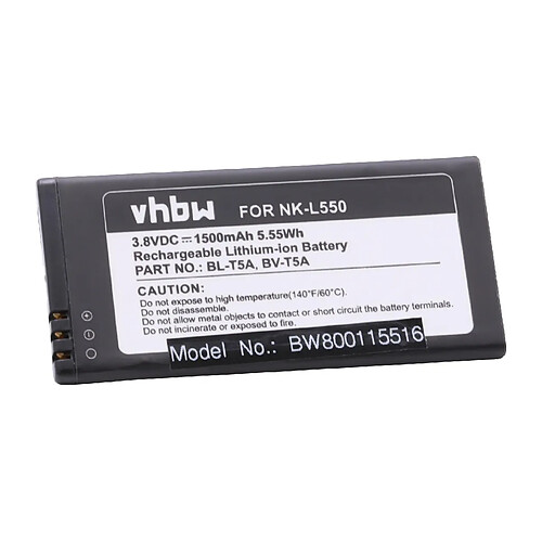 vhbw Li-Ion batterie 1500mAh (3.8V) pour téléphone portable mobil smartphone comme Microsoft BL-T5A, BV-T5A