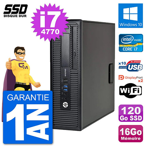 PC HP EliteDesk 800 G1 Core i7-4770 RAM 16Go SSD 120Go Windows 10 Wifi · Occasion