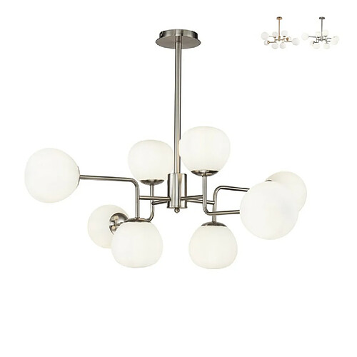 MAYTONI Plafonnier Globe nickelé, 8 lumières, E14