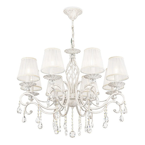 MAYTONI Lustre blanc avec or et cristal, avec abat-jour, 8 lumières, E14