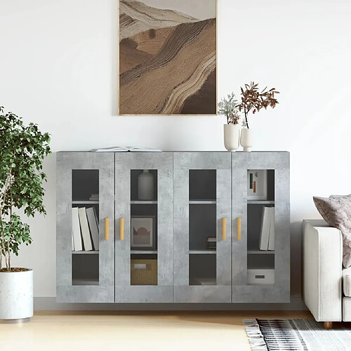 Maison Chic Lot de 2 Armoires murales,Meuble de Rangement,Armoire Suspendue gris béton bois d'ingénierie -MN63547