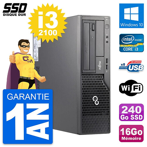 PC Fujitsu Esprimo E500 E85+ DT Intel i3-2100 RAM 16Go SSD 240Go Windows 10 Wifi · Occasion