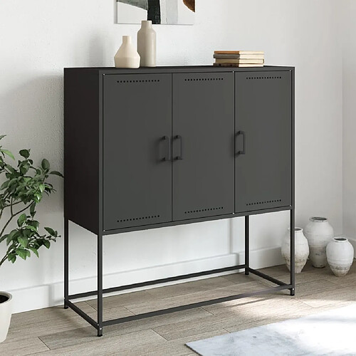 vidaXL Buffet haut noir 100,5x39x107 cm acier